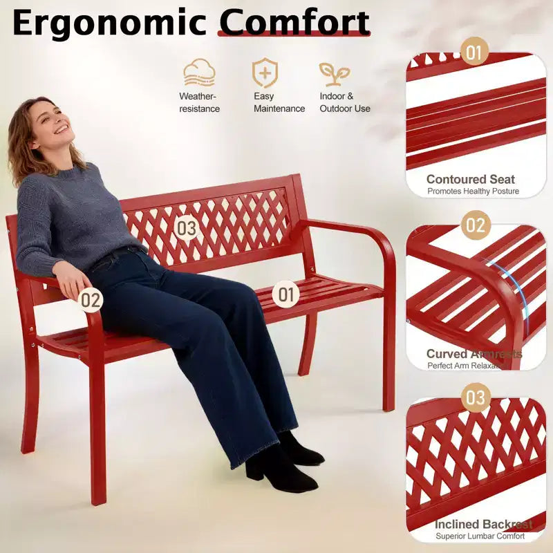 Karl Home | Banc d'extérieur en acier noir de 119 cm