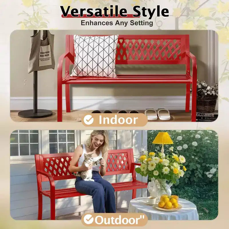 Karl Home | Banc d'extérieur en acier noir de 119 cm