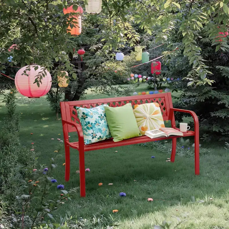 Karl Home | Banc d'extérieur en acier noir de 119 cm