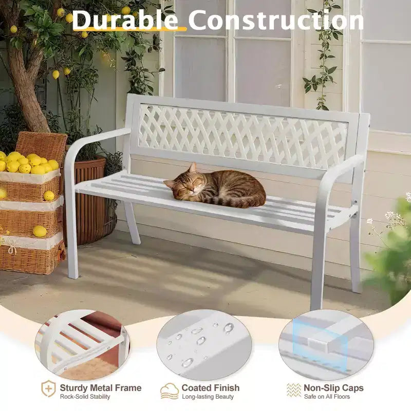 Karl Home | Banc d'extérieur en acier noir de 119 cm