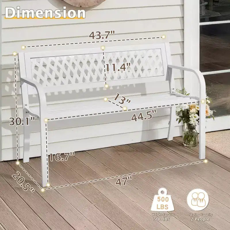 Karl Home | Banc d'extérieur en acier noir de 119 cm