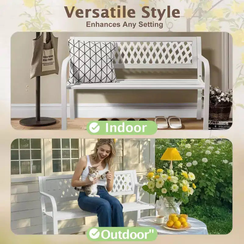 Karl Home | Banc d'extérieur en acier noir de 119 cm