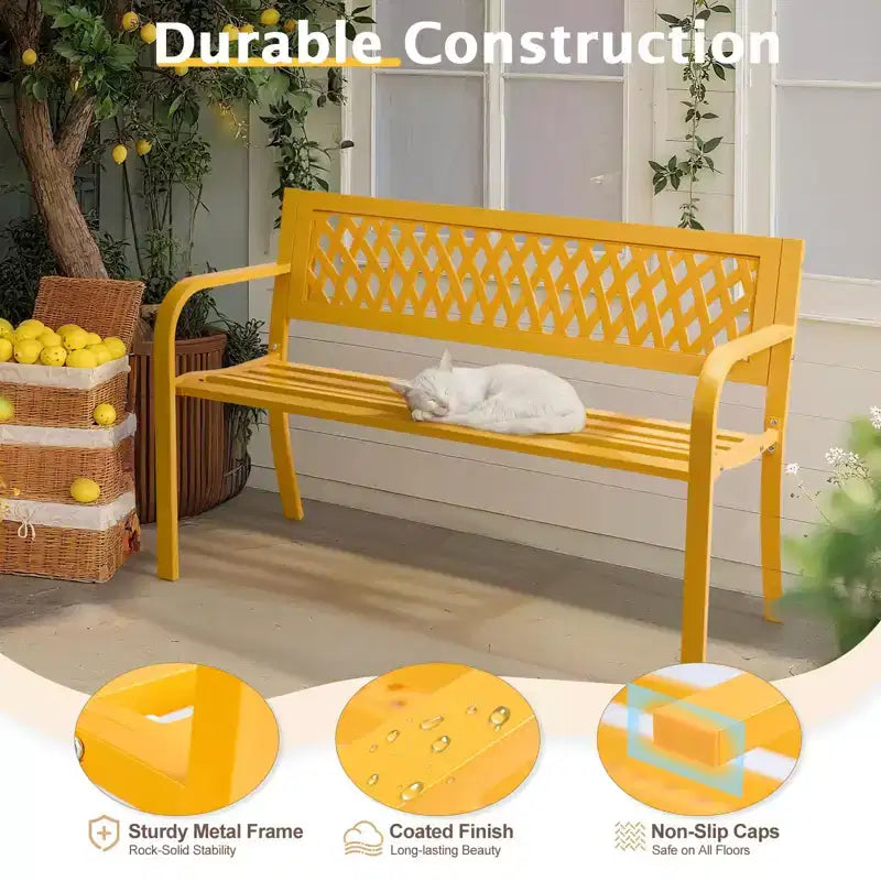 Karl Home | Banc d'extérieur en acier noir de 119 cm