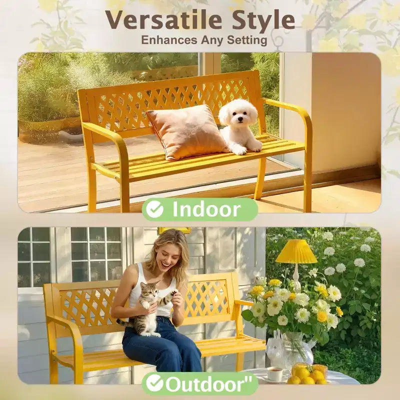 Karl Home | Banc d'extérieur en acier noir de 119 cm