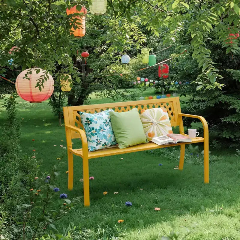 Karl Home | Banc d'extérieur en acier noir de 119 cm