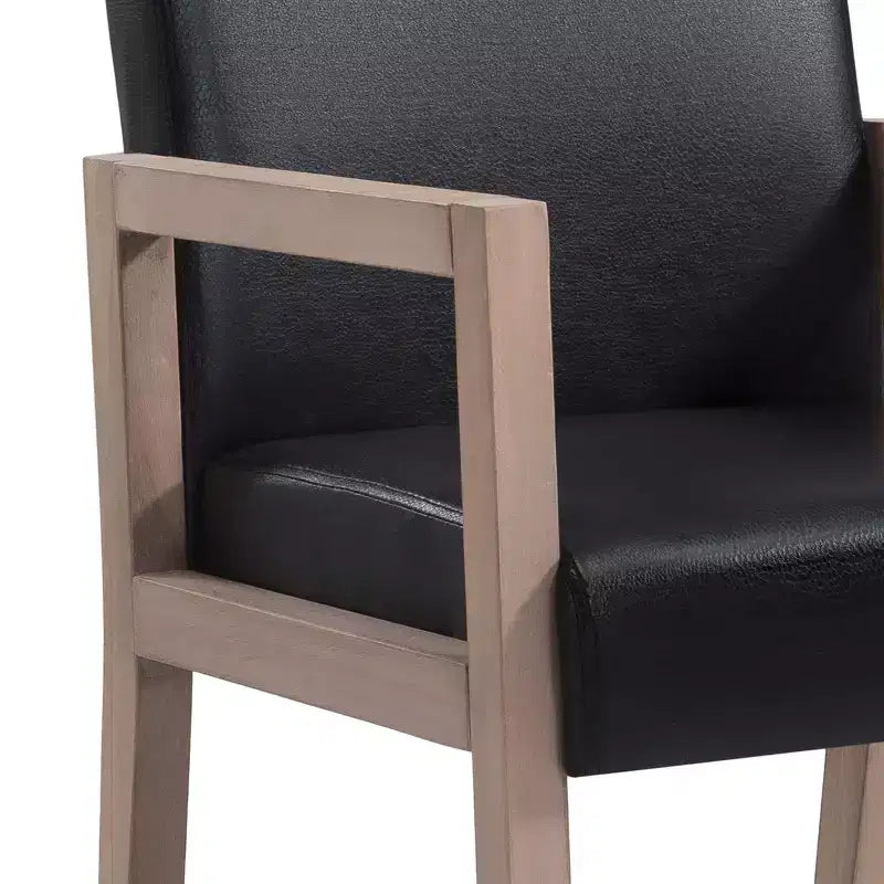 Mid-Century Accent Armchair with Rubberwood Frame & Faux Suede Upholstery