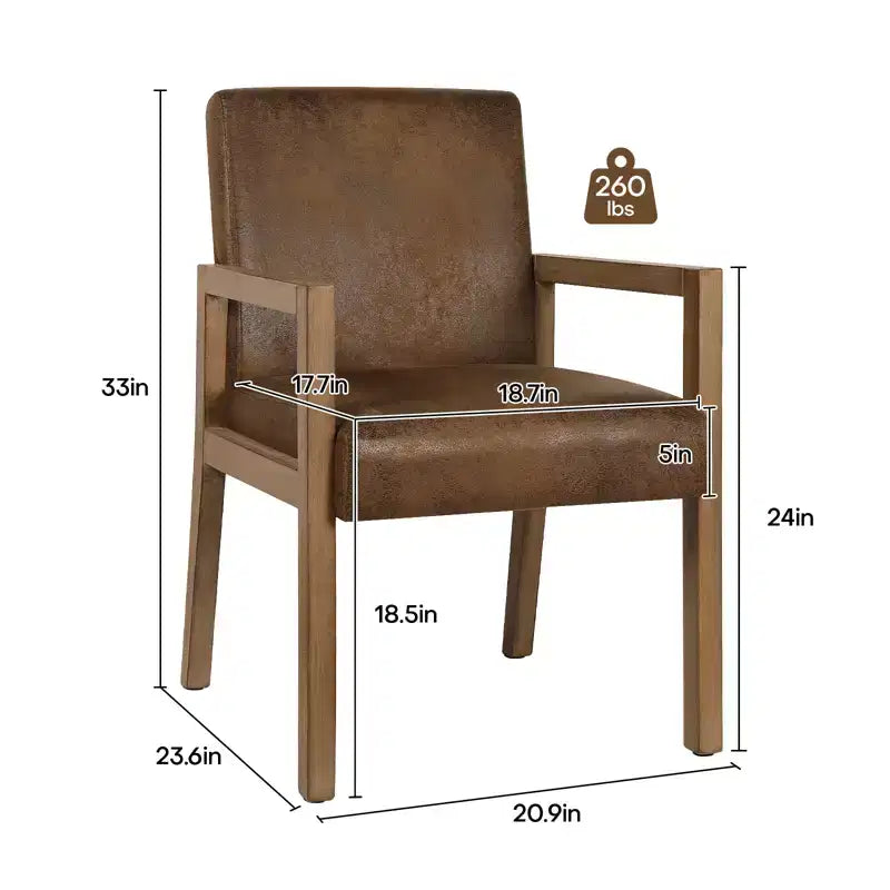 Mid-Century Accent Armchair with Rubberwood Frame & Faux Suede Upholstery