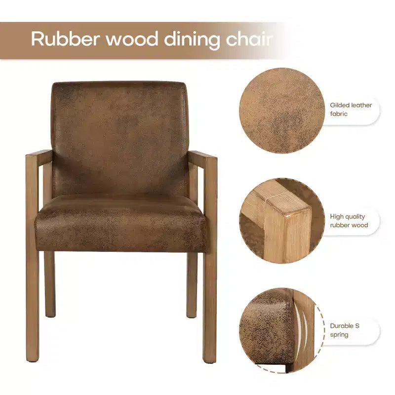 Mid-Century Accent Armchair with Rubberwood Frame & Faux Suede Upholstery