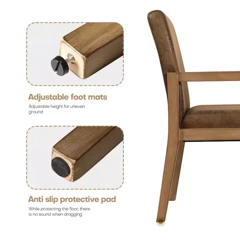 Mid-Century Accent Armchair with Rubberwood Frame & Faux Suede Upholstery