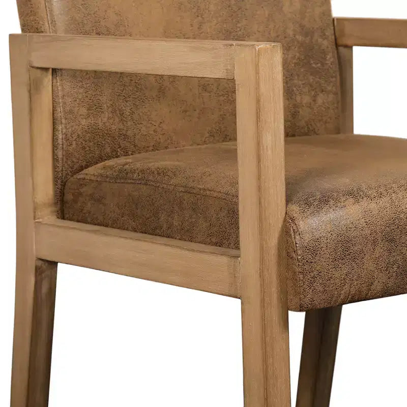Mid-Century Accent Armchair with Rubberwood Frame & Faux Suede Upholstery