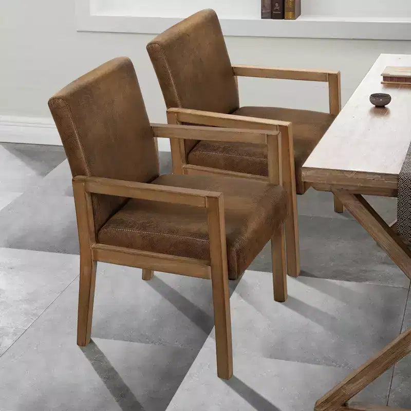 Mid-Century Accent Armchair with Rubberwood Frame & Faux Suede Upholstery