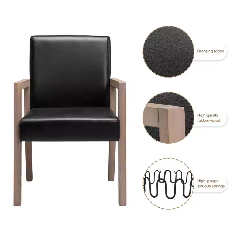 Mid-Century Accent Armchair with Rubberwood Frame & Faux Suede Upholstery