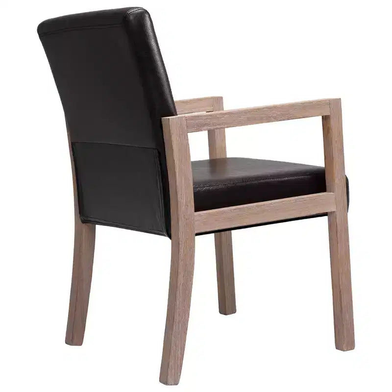 Mid-Century Accent Armchair with Rubberwood Frame & Faux Suede Upholstery