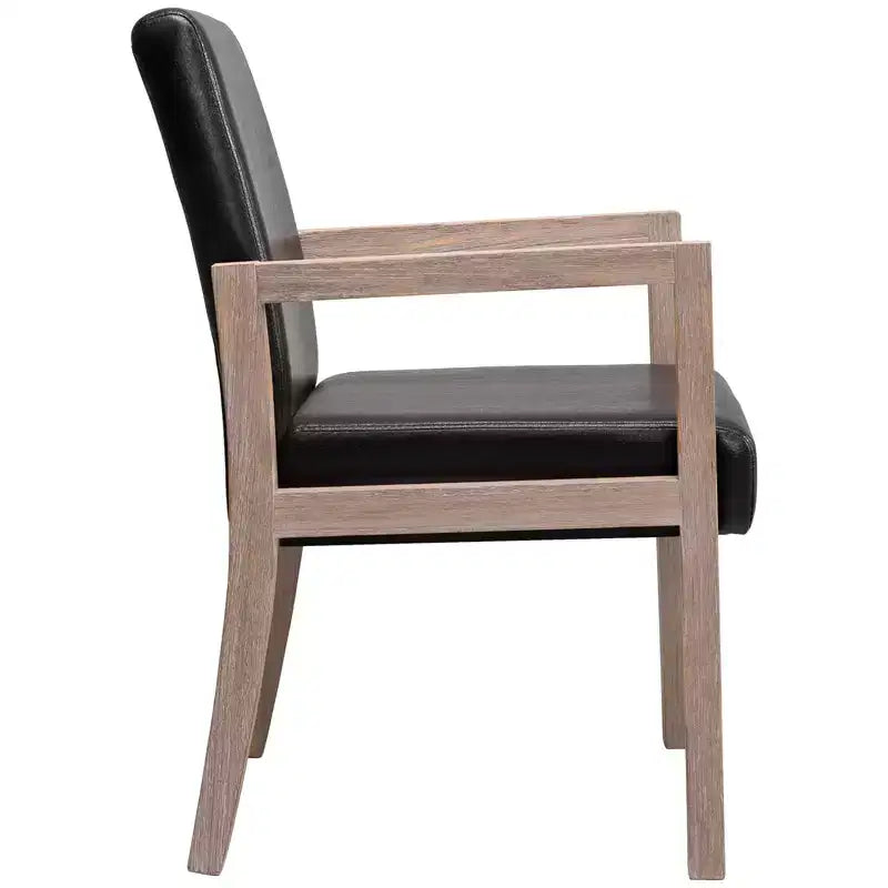 Mid-Century Accent Armchair with Rubberwood Frame & Faux Suede Upholstery