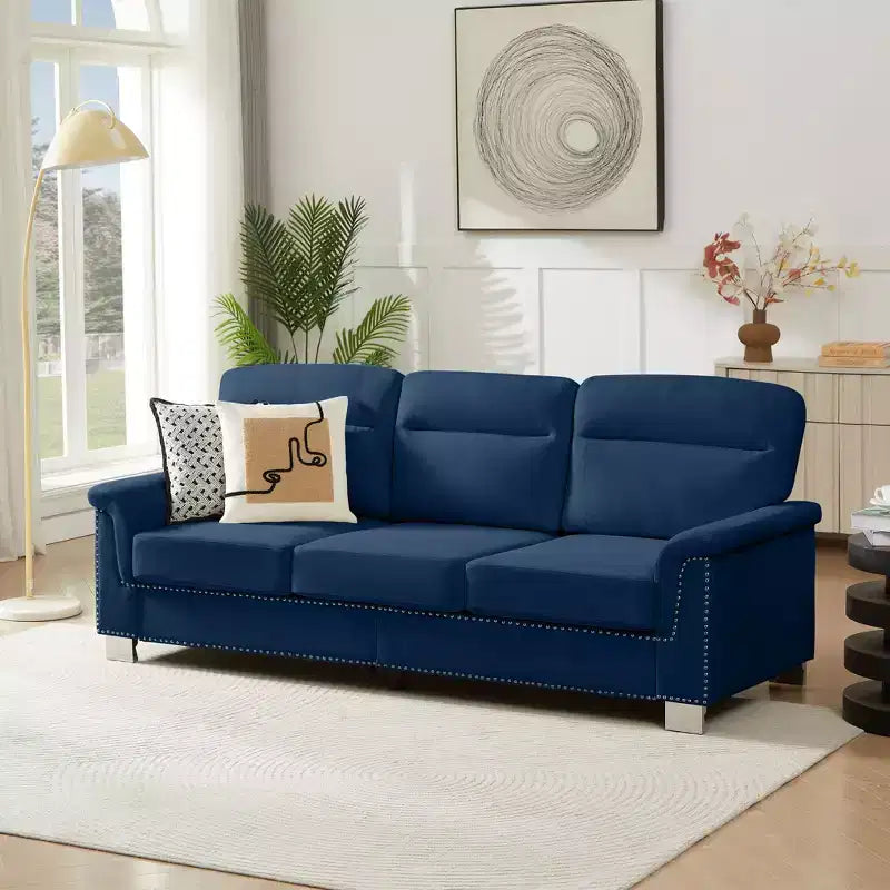 Modern Snowfleece 3-Seater Sofa with Rolled Arms, 82" - Living Room & Apartment
