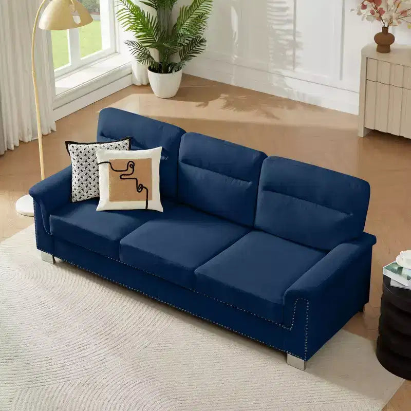 Modern Snowfleece 3-Seater Sofa with Rolled Arms, 82" - Living Room & Apartment