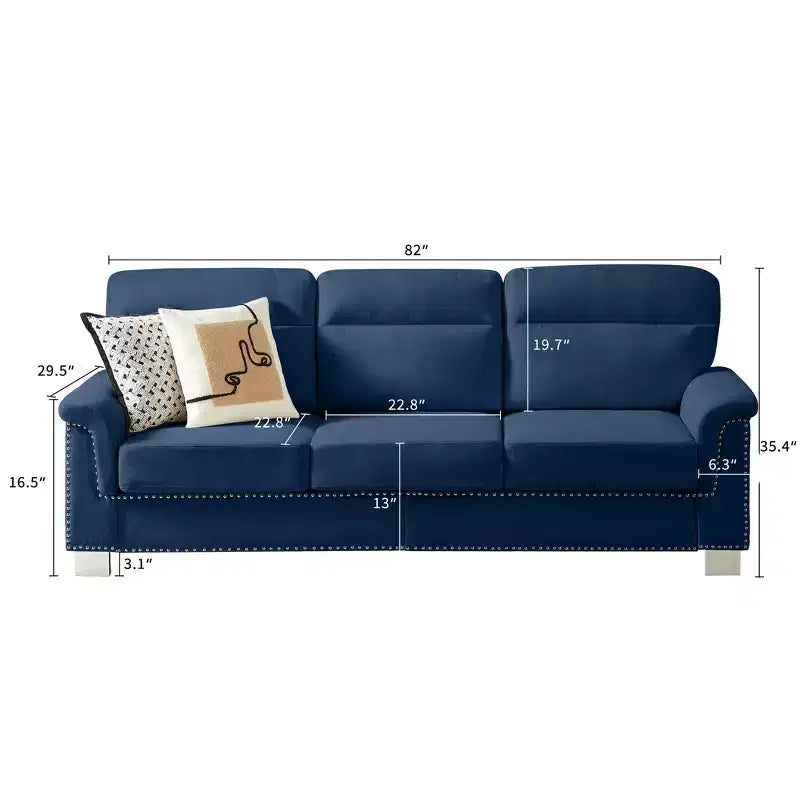 Modern Snowfleece 3-Seater Sofa with Rolled Arms, 82" - Living Room & Apartment