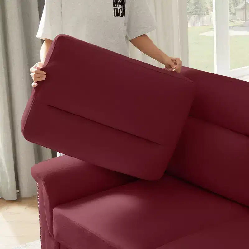 Modern Snowfleece 3-Seater Sofa with Rolled Arms, 82" - Living Room & Apartment
