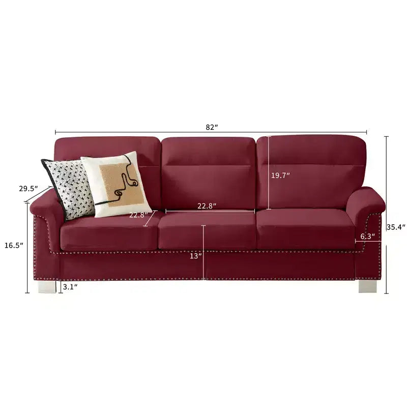 Modern Snowfleece 3-Seater Sofa with Rolled Arms, 82" - Living Room & Apartment