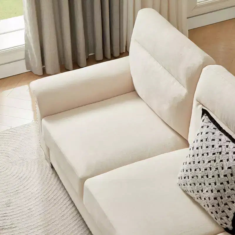 Modern Snowfleece 3-Seater Sofa with Rolled Arms, 82" - Living Room & Apartment