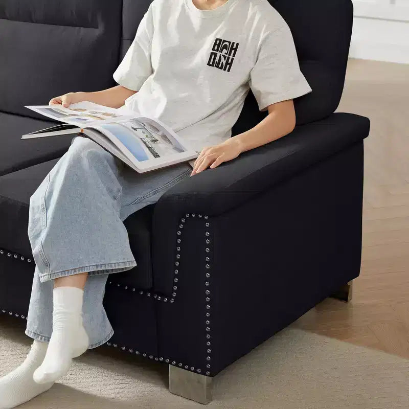 Modern Snowfleece 3-Seater Sofa with Rolled Arms, 82" - Living Room & Apartment