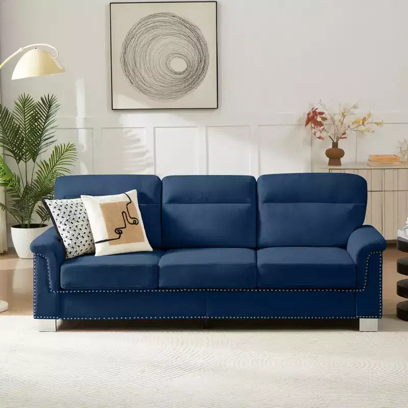 Modern Snowfleece 3-Seater Sofa with Rolled Arms, 82" - Living Room & Apartment