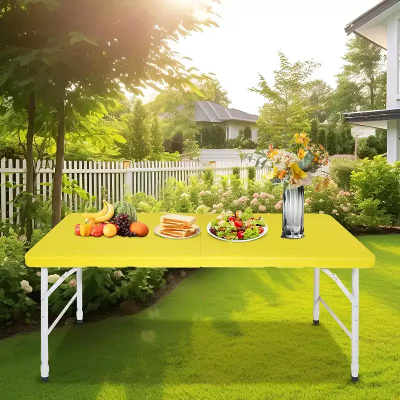 Portable Plastic Folding Table, Heavy Duty Indoor Outdoor Picnic Dining Camping Table