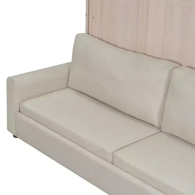 Queen Murphy Bed with Sofa and LED Lights - Pine & MDF, 600 lb Capacity