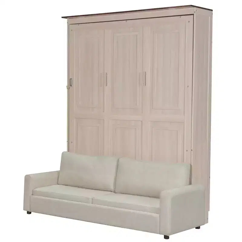Queen Murphy Bed with Sofa and LED Lights - Pine & MDF, 600 lb Capacity