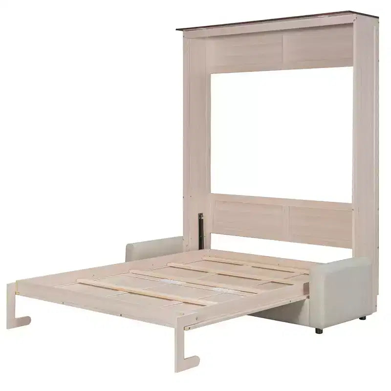 Queen Murphy Bed with Sofa and LED Lights - Pine & MDF, 600 lb Capacity