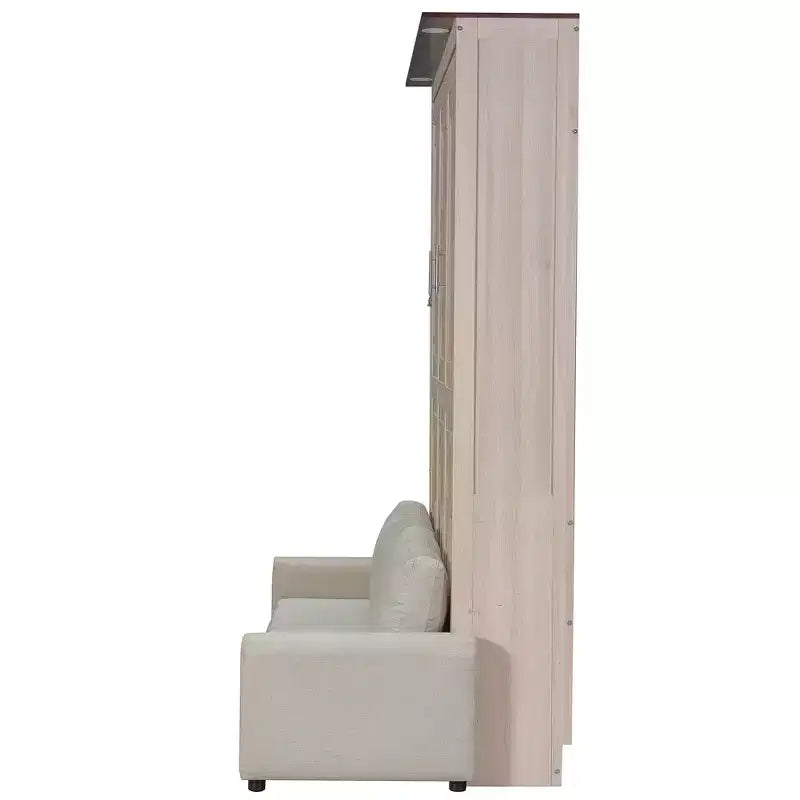 Queen Murphy Bed with Sofa and LED Lights - Pine & MDF, 600 lb Capacity
