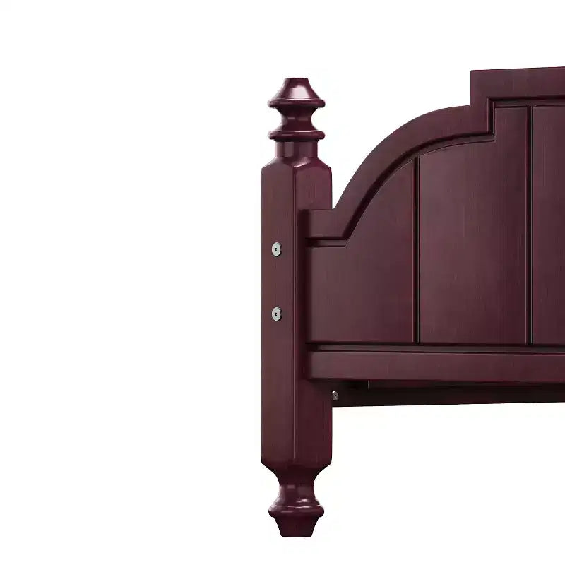 Vintage Queen Platform Bed Frame - Solid Pine, MDF Headboard, No Box Spring Needed