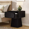 Mid-Century Modern Nightstand with Drawer, Natural Wood Grain, 21.6"