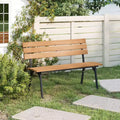 Costway Acacia Wood Patio Loveseat with Heavy Duty Metal Frame, Slatted Backrest and Seat Natural + Black