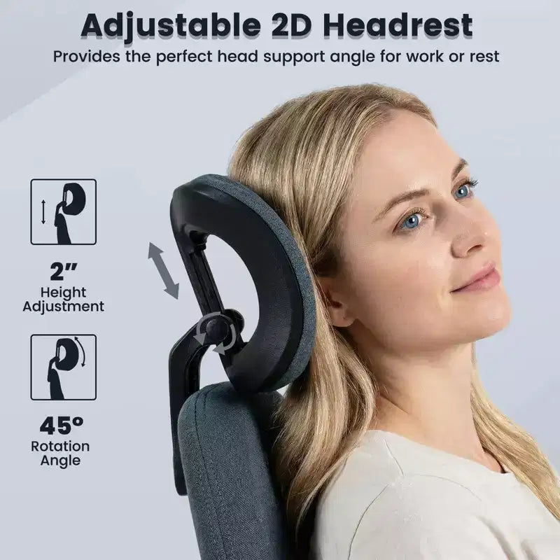 Ergonomic Office & Gaming Chair with 2D Headrest, Rocking Backrest & Wheels - Blue/Brown/Beige