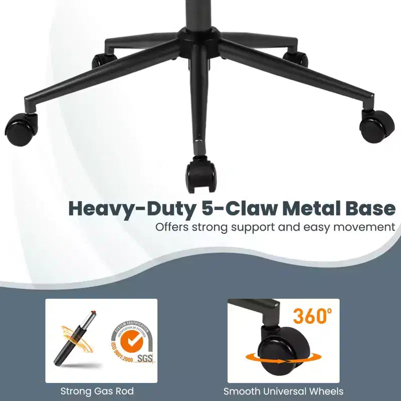 Ergonomic Office & Gaming Chair with 2D Headrest, Rocking Backrest & Wheels - Blue/Brown/Beige
