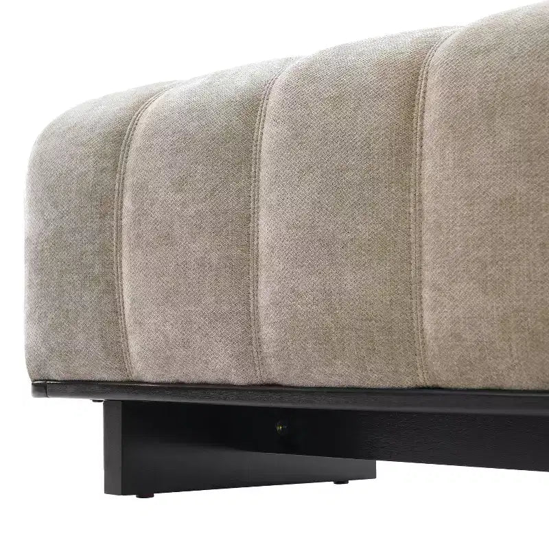 Modern Tufted Faux Fur Dining Bench with Rubberwood Legs, 63.62"
