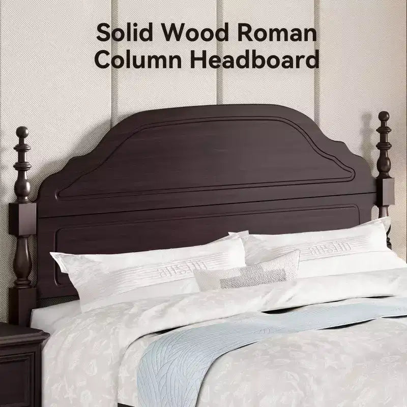Queen Wooden Platform Bed Frame with Headboard & 11" Under-Bed Storage