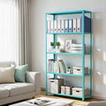 68" Five-Tier Metal Bookshelf - Light Green, Adjustable Shelves for Home & Office