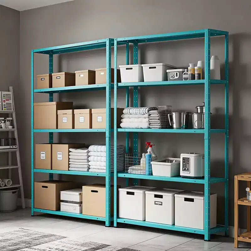 68" Five-Tier Metal Bookshelf - Light Green, Adjustable Shelves for Home & Office