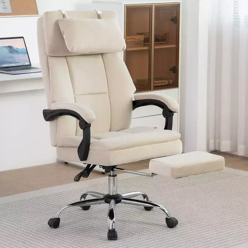 TUYOHW Chic 360 Swivel Ergonomics Office Chair with Footrest,Head Pillow,30 Recliner Computer Chair with Adjustable Height,Luxury Boss Chair,Beige