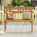 Costway Outdoor Wood Bench with Ergonomic Backrest Solid Acacia Wood 800 lbs Weight Support