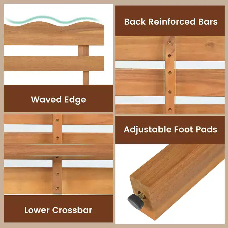 Banc d'extérieur en bois Costway avec dossier ergonomique en bois d'acacia massif supportant 360 kg