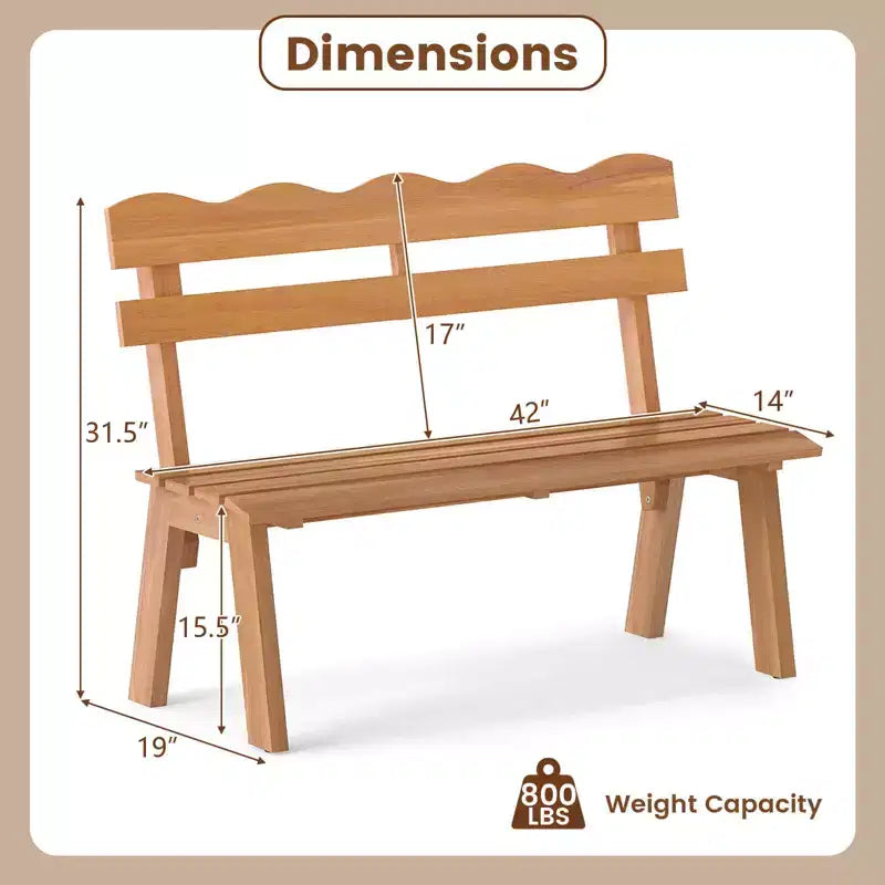 Banc d'extérieur en bois Costway avec dossier ergonomique en bois d'acacia massif supportant 360 kg