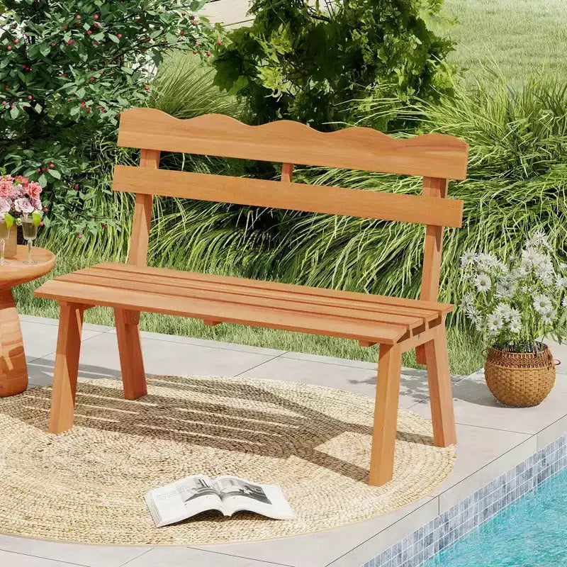 Banc d'extérieur en bois Costway avec dossier ergonomique en bois d'acacia massif supportant 360 kg