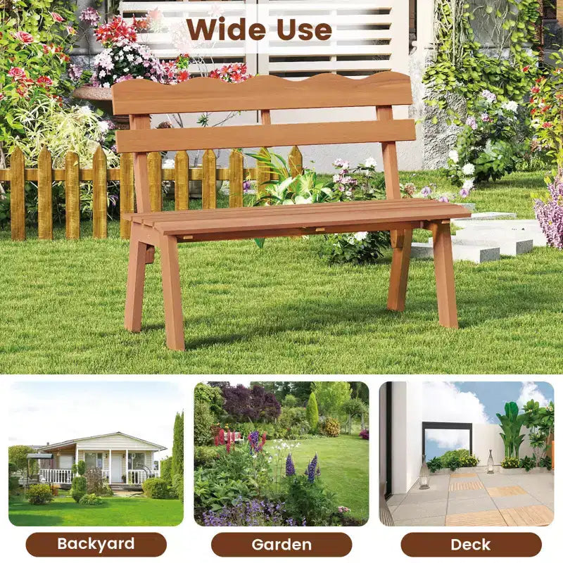 Banc d'extérieur en bois Costway avec dossier ergonomique en bois d'acacia massif supportant 360 kg