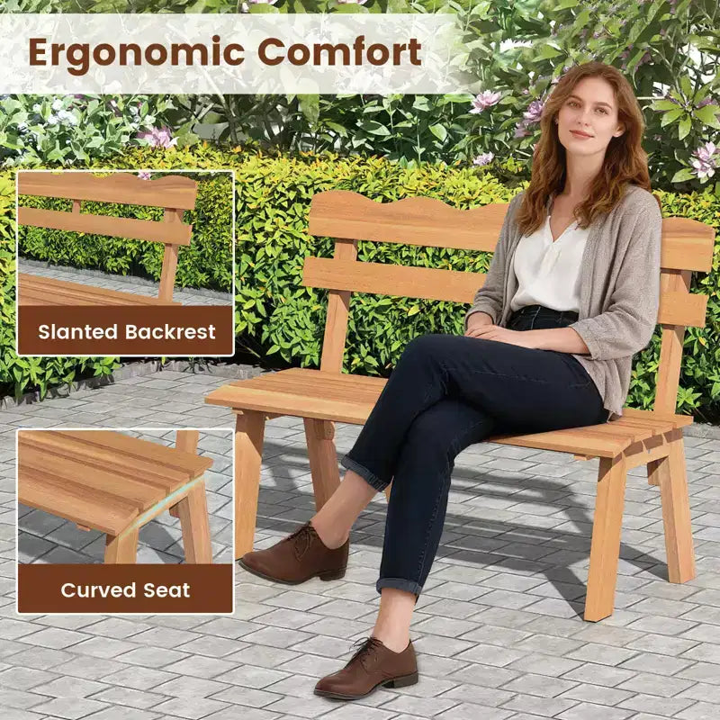 Banc d'extérieur en bois Costway avec dossier ergonomique en bois d'acacia massif supportant 360 kg