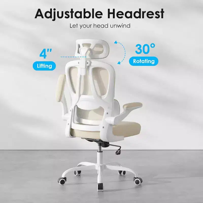 Ergonomic Mesh Office Chair with Adjustable Lumbar Support, Headrest & Flip-Up Armrests