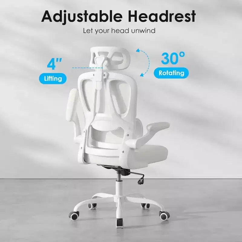 Ergonomic Mesh Office Chair with Adjustable Lumbar Support, Headrest & Flip-Up Armrests
