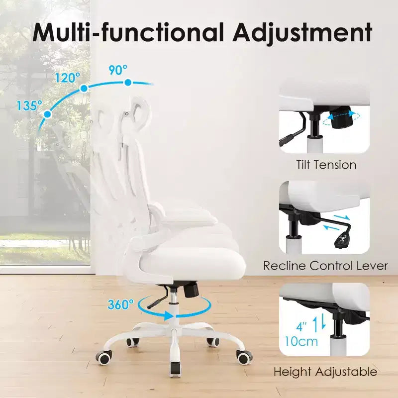 Ergonomic Mesh Office Chair with Adjustable Lumbar Support, Headrest & Flip-Up Armrests